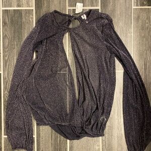 NWT Sheer Glitter Wrap Top Small Punk Goth Grudge Festival Concert Party